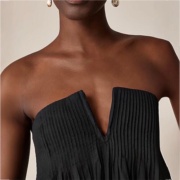 J.Crew Collection Strapless Notched Maxi Dress LBD Party Wedding CI878 Black 12 - Picture 1 of 16